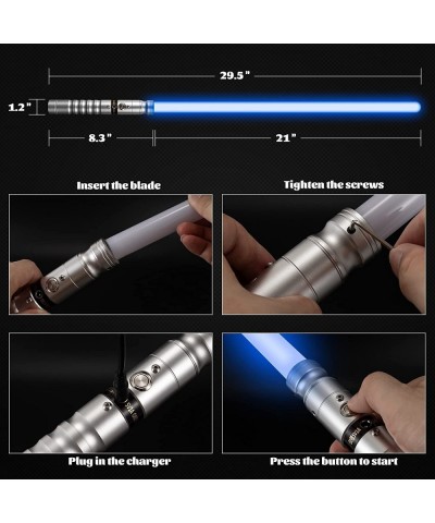 Lightup Saber RGB 7 Colors Changeable Metal Hilt Rechargeable Light Sword with 3 Mode Sound Force FX Lightup Sabers for Adult...