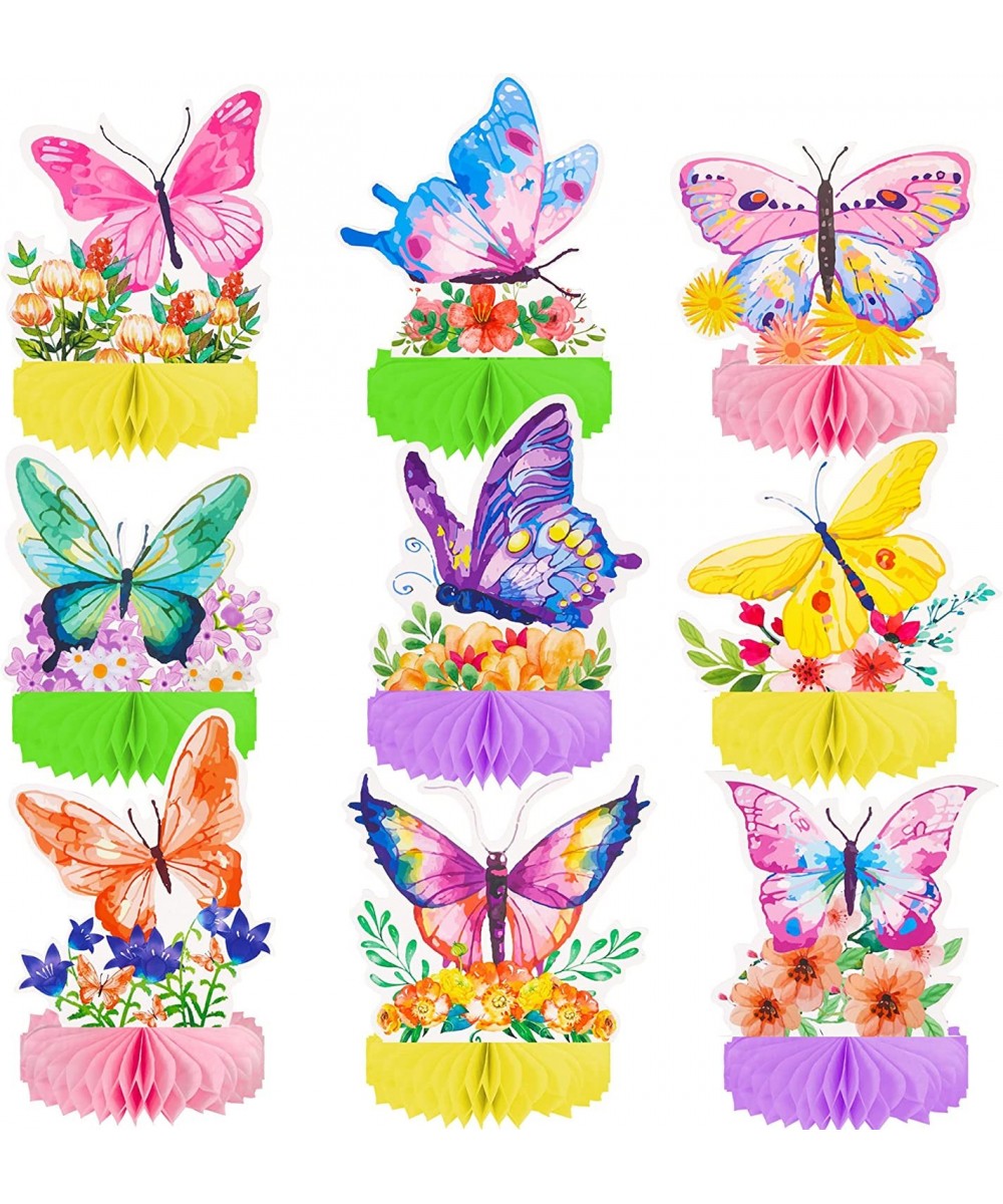 9pcs Butterfly Honeycomb Centerpieces Butterfly Birthday Party Decoration Butterfly Floral Table Decoration for Spring Flower...