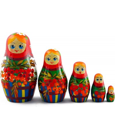 Matryoshka Nesting Dolls Russian National Theme and Ashberry Set 5 pcs Unique Home Decor Item $45.25 Nesting Dolls