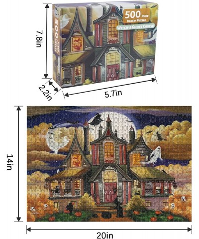 500 Piece Jigsaw Puzzle for Adults 20" x 14" Witch's Ghost Castle Haunted Puzzles Halloween Decoration for Family Party Holid...