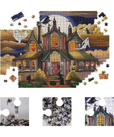 500 Piece Jigsaw Puzzle for Adults 20" x 14" Witch's Ghost Castle Haunted Puzzles Halloween Decoration for Family Party Holid...