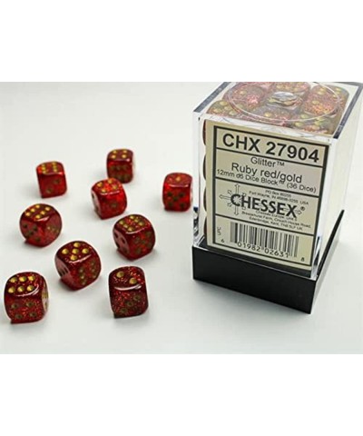 DND Dice Set-D&D Dice-12mm Glitter Ruby and Gold Plastic Polyhedral Dice Set-Dungeons and Dragons Dice Includes 36 Dice – D6 ...