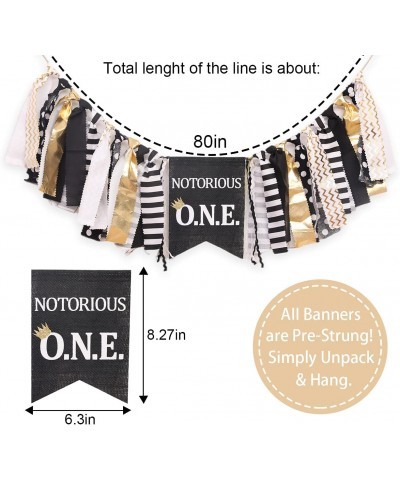 Boys Black and Gold Birthday Party Decoration -Notorious O.N.E. Highchair Banner - Handcrafted Birthday Banne (Notorious O.N....