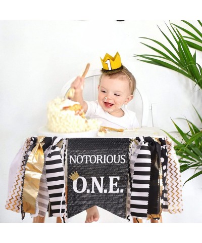 Boys Black and Gold Birthday Party Decoration -Notorious O.N.E. Highchair Banner - Handcrafted Birthday Banne (Notorious O.N....