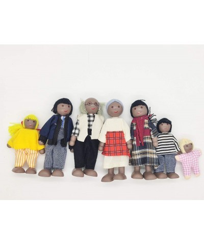 7 Pack Wooden Doll House Family Dollhouse Dolls Family Pretend Play Figures Family Role Play Pretend Play Mini People Figures...