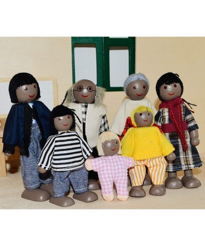 7 Pack Wooden Doll House Family Dollhouse Dolls Family Pretend Play Figures Family Role Play Pretend Play Mini People Figures...