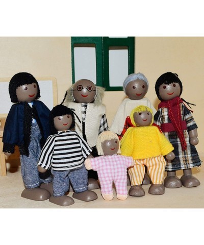 7 Pack Wooden Doll House Family Dollhouse Dolls Family Pretend Play Figures Family Role Play Pretend Play Mini People Figures...