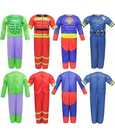 Boys Muscle Chest Dress up Costumes Trunk with Superhero Policeman Fireman Costume Kids Pretend Role Play Costumes Set Boys D...