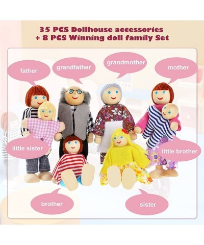 Wooden Dollhouse Furniture Doll House Furnishings with 8 Pieces Winning Doll Family Set Dollhouse Accessories for Boys Girls ...