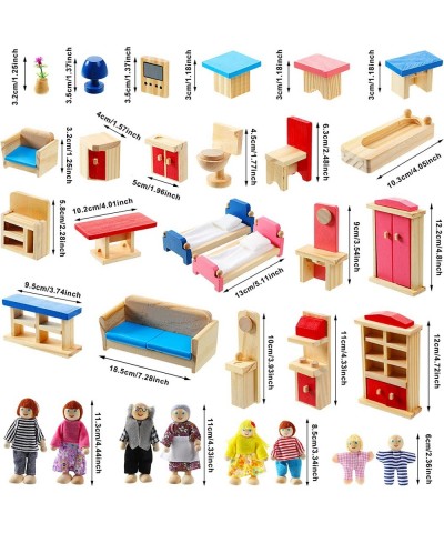 Wooden Dollhouse Furniture Doll House Furnishings with 8 Pieces Winning Doll Family Set Dollhouse Accessories for Boys Girls ...