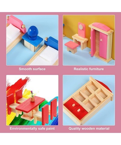 Wooden Dollhouse Furniture Doll House Furnishings with 8 Pieces Winning Doll Family Set Dollhouse Accessories for Boys Girls ...