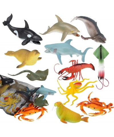 Aquatic Animal Assortment in Mesh Bag Pack of 11 Sea Creature Figurines in Assorted Designs Bath Water Toys for Kids Ocean Li...