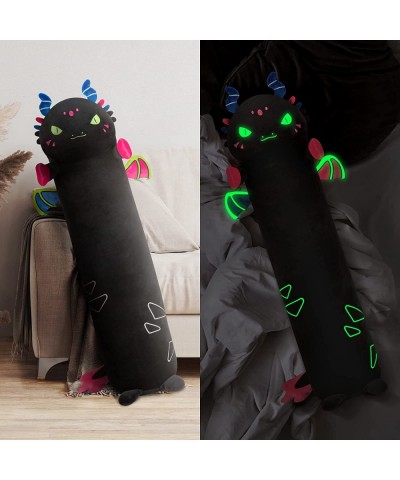 Long Dragon Plush Body Pillow 20” Luminous Light Up Dinosaur Stuffed Animals Kawaii Night Light Plushies Pillow Glow in The D...