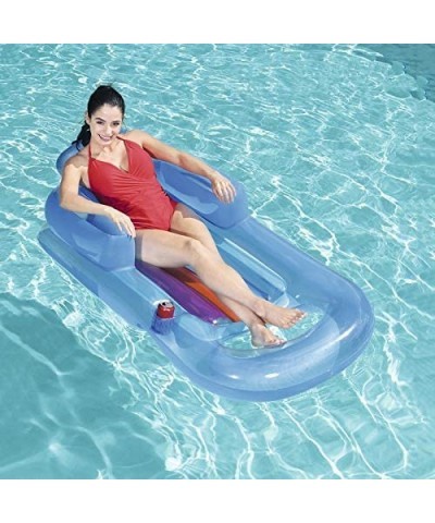 Swimming Pool Lounger Rafts Floats for Adults with Cup Holder Inflatable Pool Raft Suntan Tub Beach Floaties Lounge Recliner ...