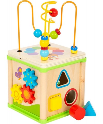 Wooden Activity Cube Sweet Little Bugs – Classic 5-Sided Interactive Toy with Shape Sorter Clock & Wheels - Develops Kids Ima...