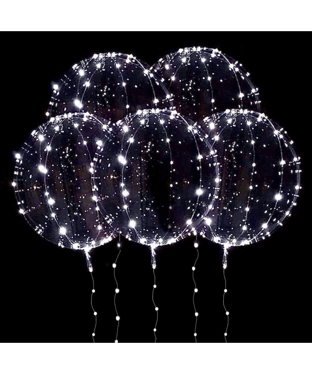 Led BoBo Balloons WHITE color 18 Inch 5 PCS Transparent Helium Balloons with string lights LED light up balloons for Christma...