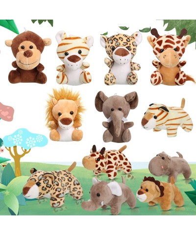 12 Pieces Mini Stuffed Forest Animals Jungle Animal Plush Toys in 4.8 Inch Cute Plush Elephant Lion Giraffe Tiger Plush for A...