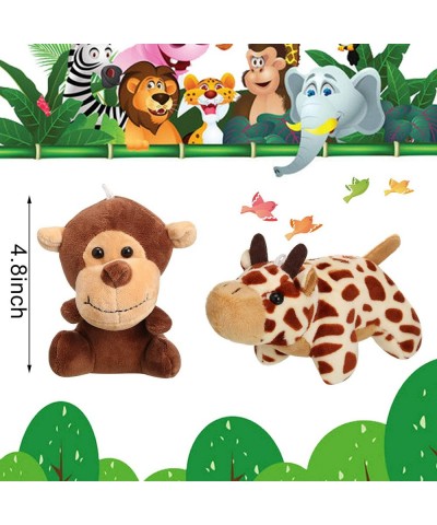 12 Pieces Mini Stuffed Forest Animals Jungle Animal Plush Toys in 4.8 Inch Cute Plush Elephant Lion Giraffe Tiger Plush for A...