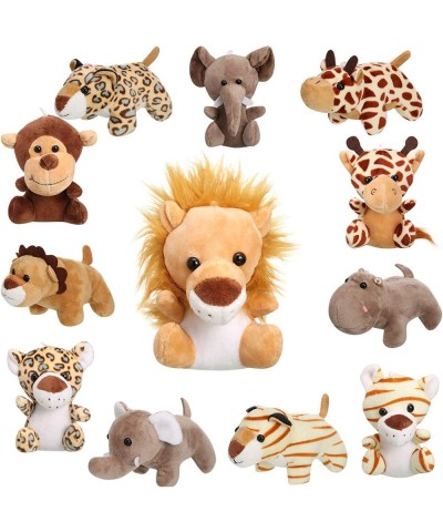 12 Pieces Mini Stuffed Forest Animals Jungle Animal Plush Toys in 4.8 Inch Cute Plush Elephant Lion Giraffe Tiger Plush for A...