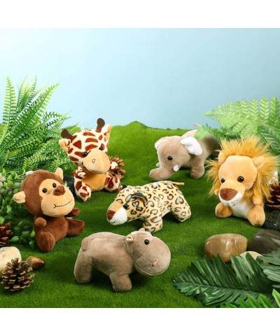 12 Pieces Mini Stuffed Forest Animals Jungle Animal Plush Toys in 4.8 Inch Cute Plush Elephant Lion Giraffe Tiger Plush for A...