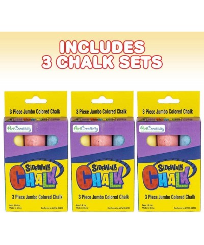 Jumbo Chalk Set for Kids 3 Boxes Each Box with 3 Chalk Sticks Non-Toxic Dust Free and Washable - for Driveway Pavement Outdoo...