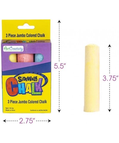 Jumbo Chalk Set for Kids 3 Boxes Each Box with 3 Chalk Sticks Non-Toxic Dust Free and Washable - for Driveway Pavement Outdoo...