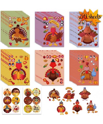 50 Sheets Thanksgiving Stickers Make Your Own Turkey Sticker Sheets Thanksgiving Crafts for Kids Home Classroom Party Favor S...