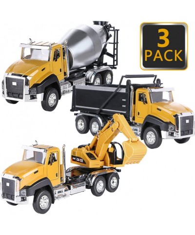 3Pcs Diecast Engineering Construction Truck Toys Dump Truck Digger Mixer Truck Vehicles Set Pull Back Car Toys 1/50 Scale Met...