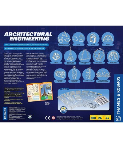 Architectural Engineering | Science Experiment & Model Building Kit | Build 26 Models of Structures & Structural Elements | A...