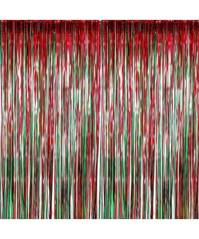 6 Pack Foil Curtains Backdrop Fringe Tinsel Metallic Curtains Photo Backdrop for Wedding Birthday Party Stage Decor (Green an...