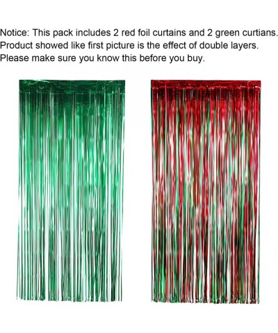 6 Pack Foil Curtains Backdrop Fringe Tinsel Metallic Curtains Photo Backdrop for Wedding Birthday Party Stage Decor (Green an...