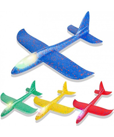 4 Pack LED Airplane Toy 18.9'' Large Throwing Foam Plane 2 Flight Mode Flying Glider Plane Flying Toys for Kids Outdoor Sport...