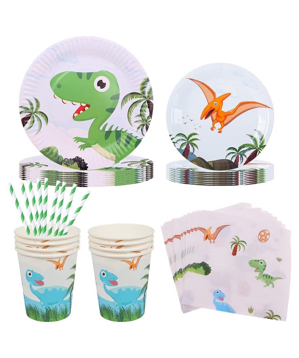 Dinosaur Tableware Set Dinosaur Birthday Party Supplies Set for 20 Gusets Dinosaur Party Bundle Includes Plates Napkins Cups ...