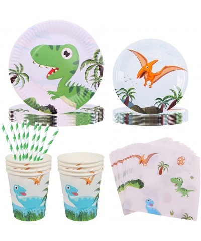 Dinosaur Tableware Set Dinosaur Birthday Party Supplies Set for 20 Gusets Dinosaur Party Bundle Includes Plates Napkins Cups ...