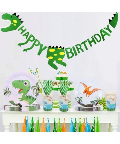 Dinosaur Tableware Set Dinosaur Birthday Party Supplies Set for 20 Gusets Dinosaur Party Bundle Includes Plates Napkins Cups ...