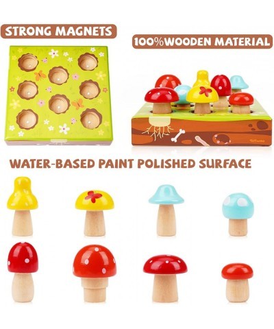 Toddler Fine Motor Skill Wooden Toys - Montessori Toys for Toddlers Mushroom Harvest Game with Magnetic Learing Color Shape S...