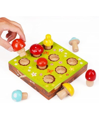 Toddler Fine Motor Skill Wooden Toys - Montessori Toys for Toddlers Mushroom Harvest Game with Magnetic Learing Color Shape S...