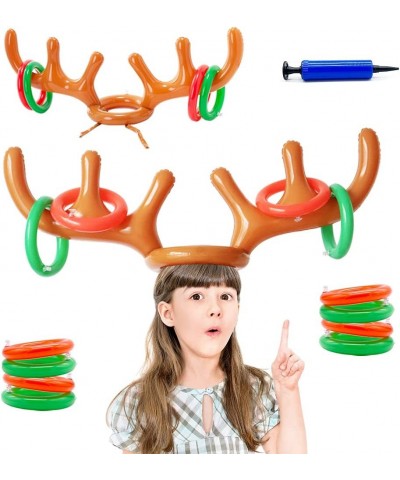 2 Set Inflatable Reindeer Antler Game Christmas Inflatable Ring Toss Game(8 Ring Toss 2 Antlers Hats 1 Hand-Held Pump) Great ...