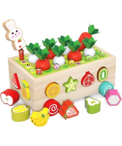 Wooden Montessori Toys for Toddlers Preschool Educational Learning Toys for Boys Girls Carrot Harvest Toys Set Shape Sorter T...