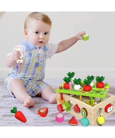 Wooden Montessori Toys for Toddlers Preschool Educational Learning Toys for Boys Girls Carrot Harvest Toys Set Shape Sorter T...