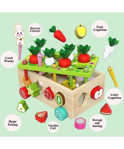 Wooden Montessori Toys for Toddlers Preschool Educational Learning Toys for Boys Girls Carrot Harvest Toys Set Shape Sorter T...