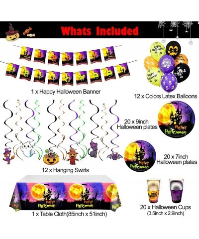 Serves 20 Guests for Kids Halloween Party Supplies Cute Halloween Plates for Kids Included 7' 9' Plates Cups Happy Halloween ...