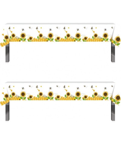 Bumblebee Sunflower Table Cover -2 Pack 86.6x52 Inch Disposable Printed Plastic Tablecloth Party Supplies Decorations Kids Ba...