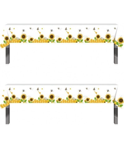 Bumblebee Sunflower Table Cover -2 Pack 86.6x52 Inch Disposable Printed Plastic Tablecloth Party Supplies Decorations Kids Ba...