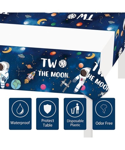 4PCS 70.8in x 42.6in Two The Moon Tablecloth 2 The Moon Party Table Covers Galaxy Astronaut Space Man Robot UFO Outer Space T...