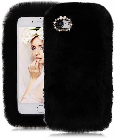 Rhinestone Fluffy Rabbit Fur Case for Moto G Stylus 2021 [NOT for Moto G Stylus 2020] Cute Bling Diamond Handmade Furry Warm ...