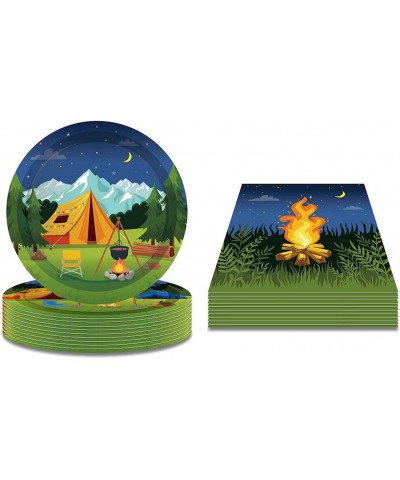 Camping Theme Plates and Napkins Serves 16 -Camping Adventure Party Supplies Tableware Set Forest Nature Camper Themed Dispos...