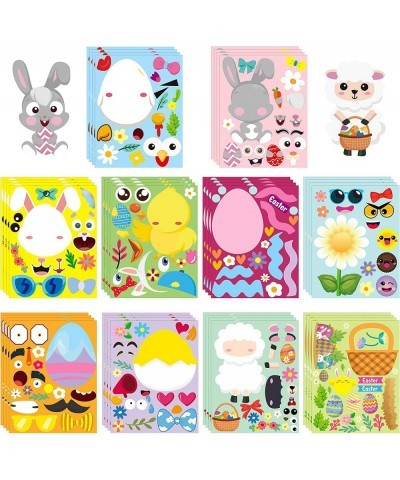 40Pcs Easter Stickers DIY Make a Face Sticker Include Easter Eggs Bunnies Chicks Lamb Flower Easter Decorations Party Favors ...