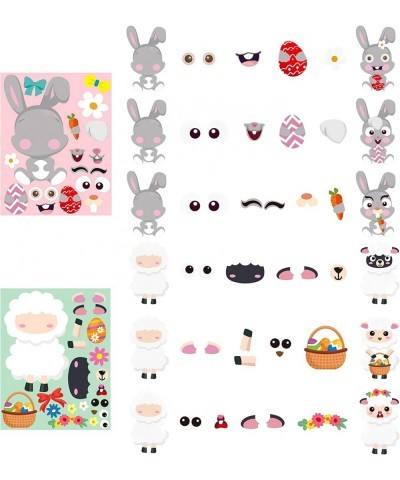 40Pcs Easter Stickers DIY Make a Face Sticker Include Easter Eggs Bunnies Chicks Lamb Flower Easter Decorations Party Favors ...