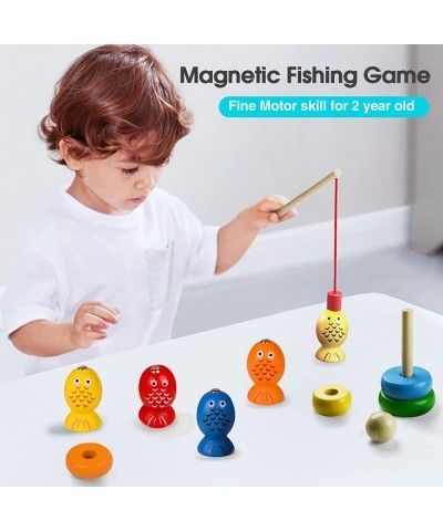 Montessori Wooden Toy for Baby Stacking Raing Toy Carrot Harvesting Magnetic Fishing Game for 3 Year Old Boy Girls Early Educ...